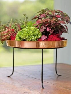 Large Round Copper Plant Tray, 14" -Garden Care Store 8593567 4636 tif