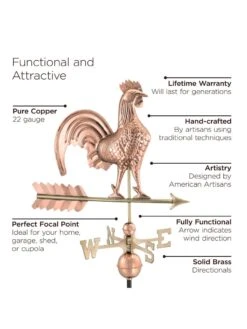 Rooster Copper Weathervane -Garden Care Store 8600283 02v