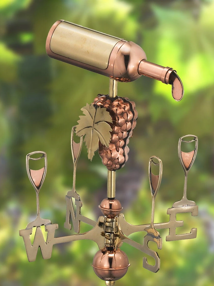 Wine Bottle Cottage Copper Weathervane With Roof Mount 3 Wine Bottle Cottage Copper Weathervane With Roof Mount