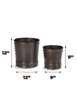 Riveted Planters, Set Of 2 -Garden Care Store 8610032 03v