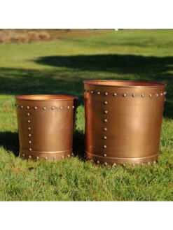 Riveted Planters, Set Of 2 -Garden Care Store 8610081 03v