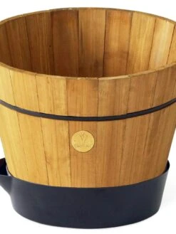 VegTrug® Build-a-Barrel Wooden Planter With Self-Watering Reservoir Tray, 18" -Garden Care Store 8610253 01V tif