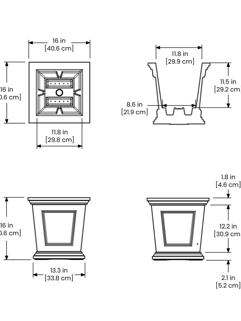 Fairfield Self-Watering Square Planter, 16” X 16” 13 Fairfield Self-Watering Square Planter, 16” X 16” - Image 11