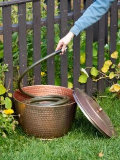 Hammered Copper Hose Pot With Lid -Garden Care Store 8613311 0012