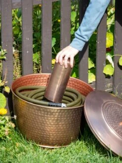 Hammered Copper Hose Pot With Lid -Garden Care Store 8613311 0019